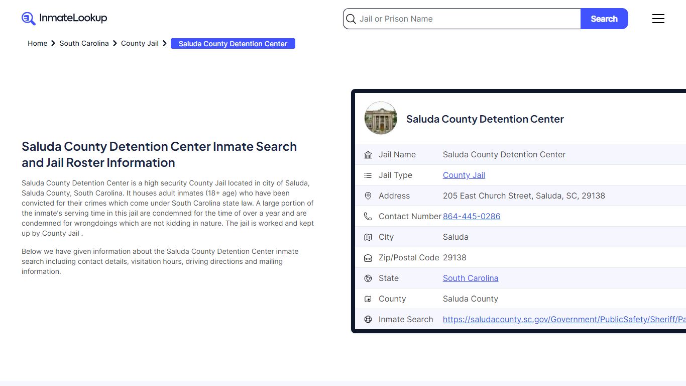 Saluda County Detention Center Inmate Search, Jail Roster, Bookings ...